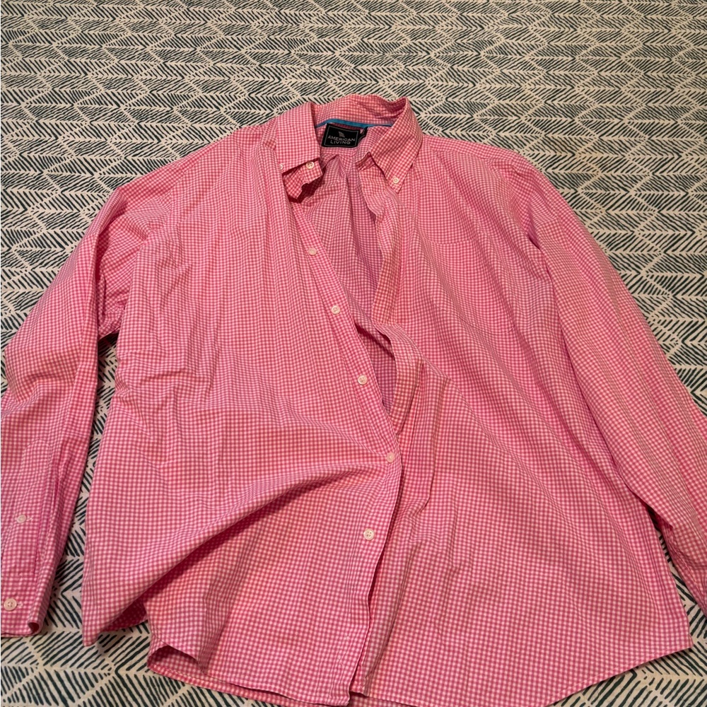 American Living Pink Gingham Casual Shirt